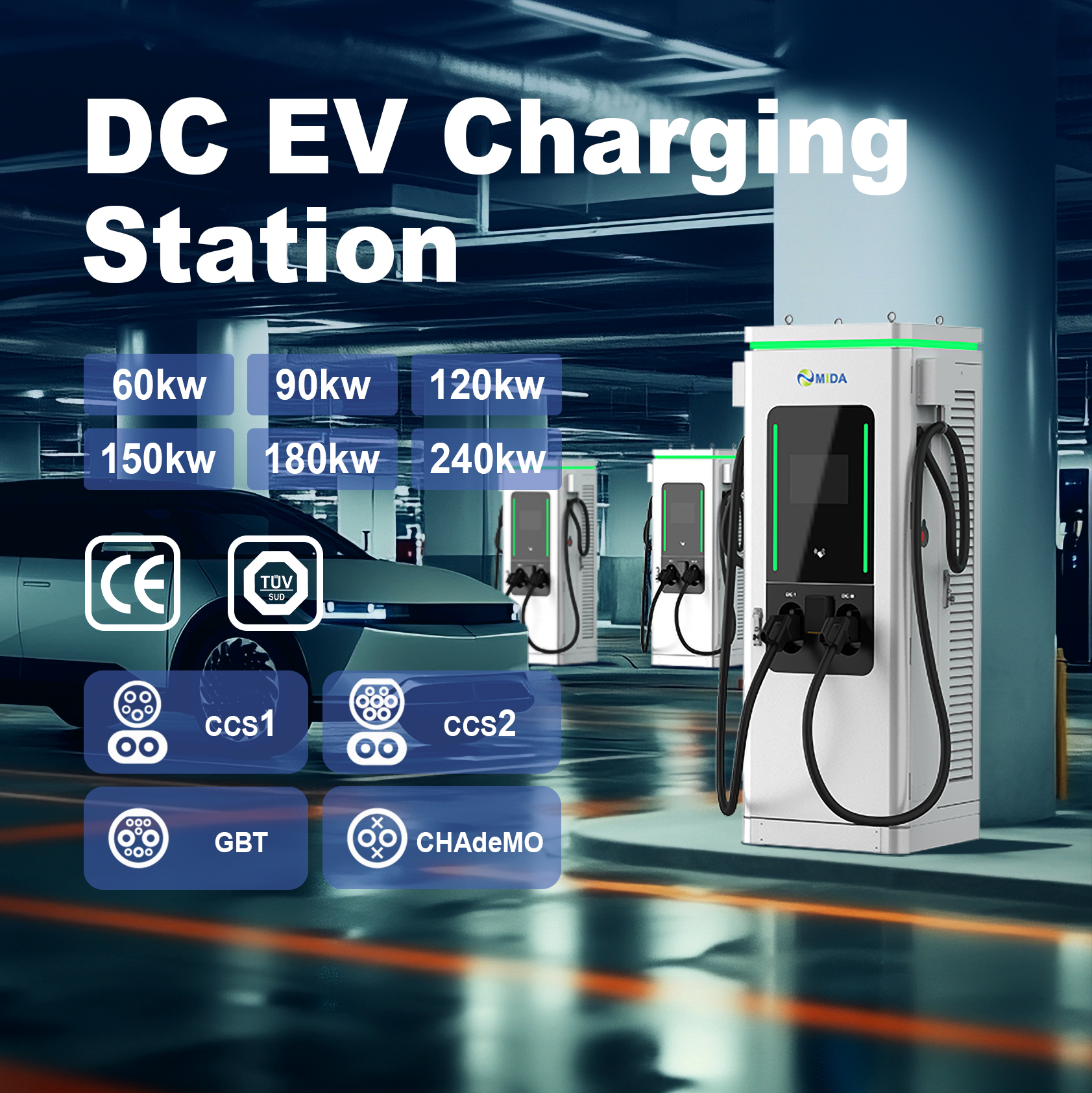 90kw dc fast charger station